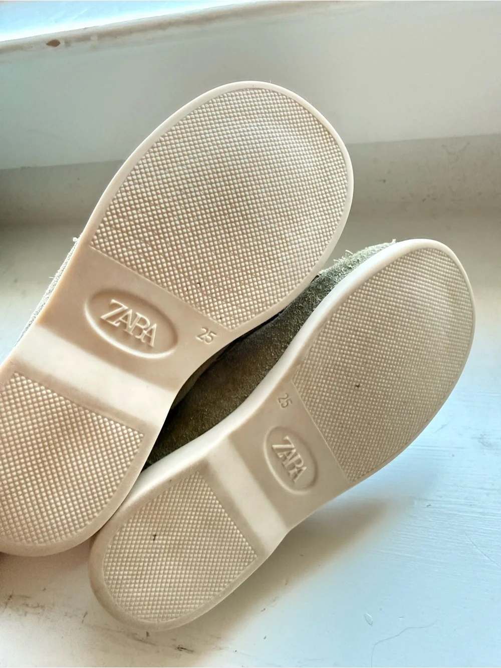 Zara Kids Olive Green Suede Loafers
